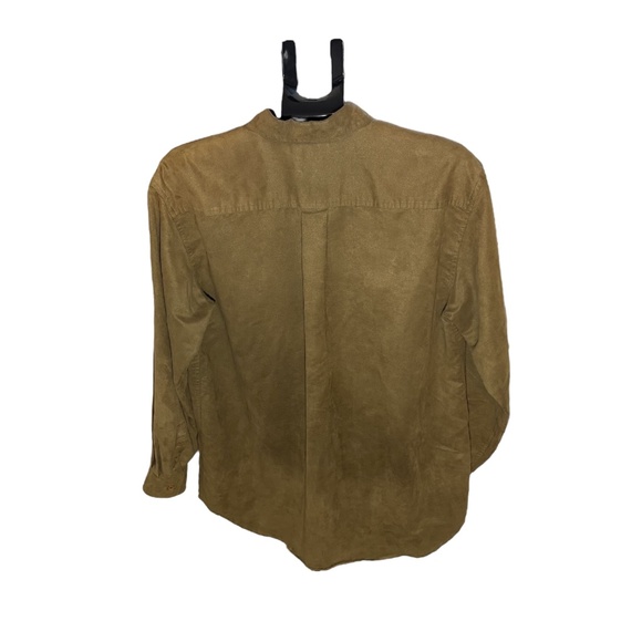 Vintage Knightsbridge Green Faux Suede Long Sleeve Button Down Shirt Men's M - Picture 2 of 5